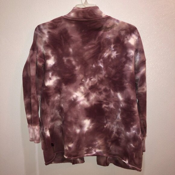 Joy Lab Womens Size XS Purple Tie Dye Open Front Pockets French Terry Cardigan - Picture 6 of 10